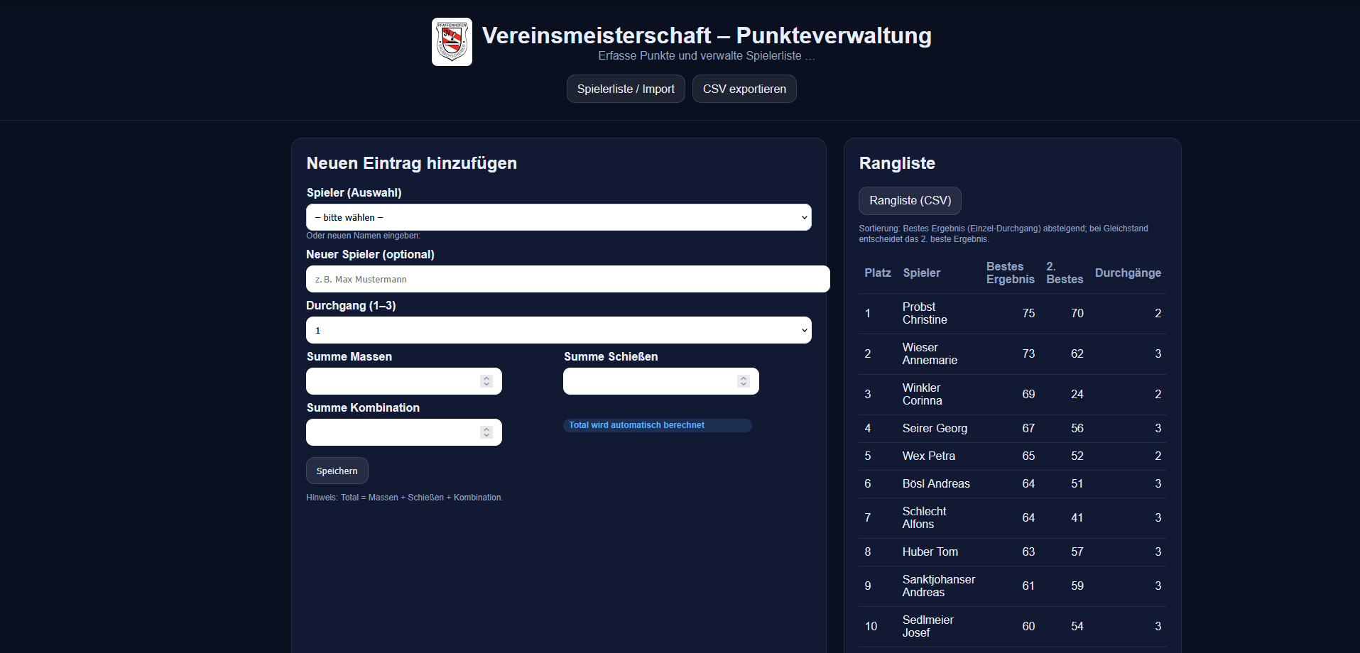 Vereinsmeisterschaft